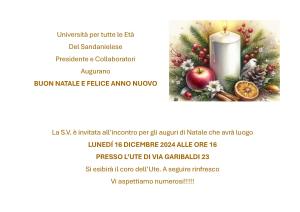 INCONTRO PER GLI AUGURI DI NATALE - LUNEDÍ 16 DICEMBRE, ore 16.00