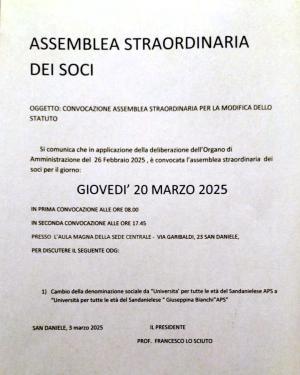 ASSEMBLEA STRAORDINARIA DEI SOCI - 20 marzo 2025